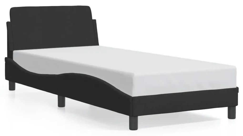 Estrutura de cama c/ cabeceira 90x190 cm veludo preto