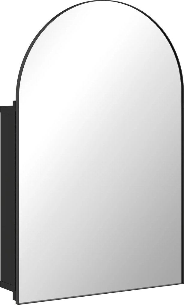 HOMCOM Armário de Espelho para Banheiro Curvo com Porta 180°, 3 Prateleiras, em Metal Preto 50 x 12 x 76 cm | Aosom Portugal