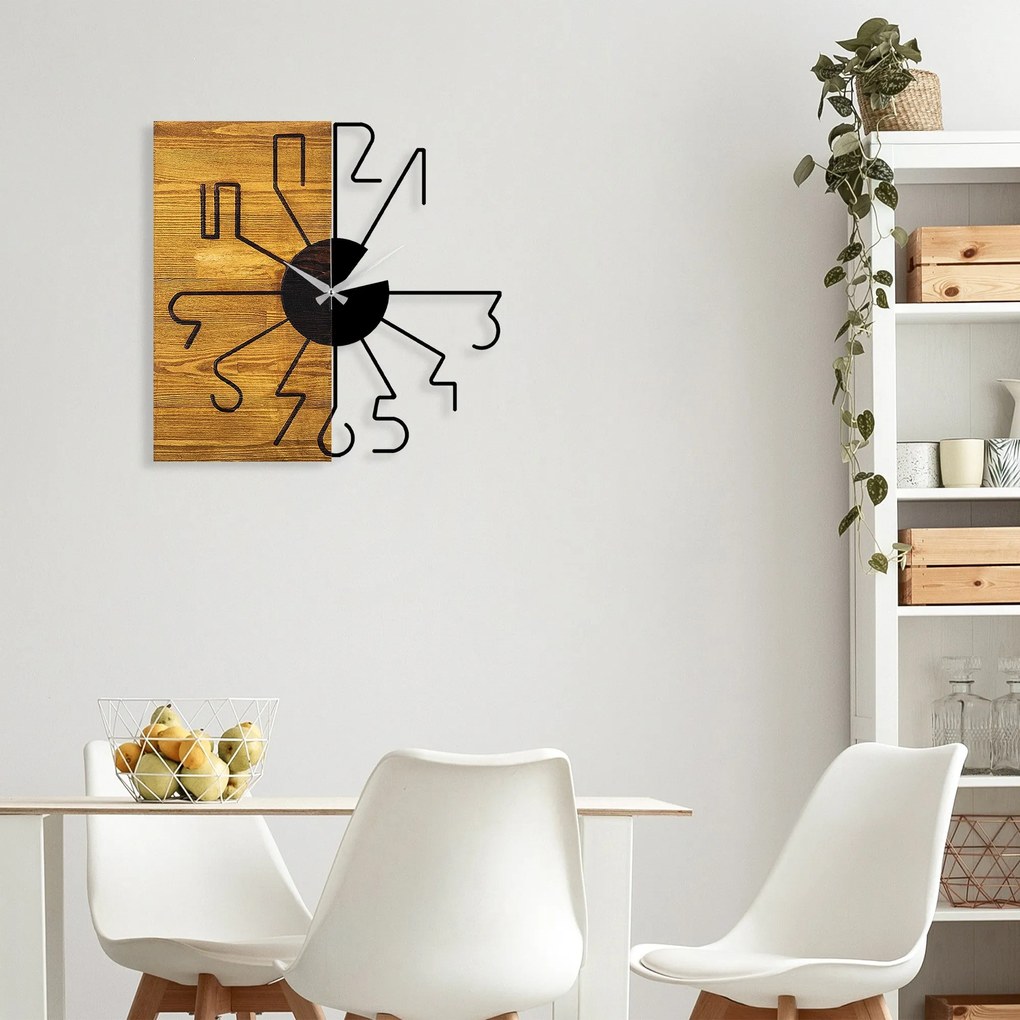 Relógio de Parede Decorativo Mas-029 – Nogueira e Preto – 58 x 3 x 58