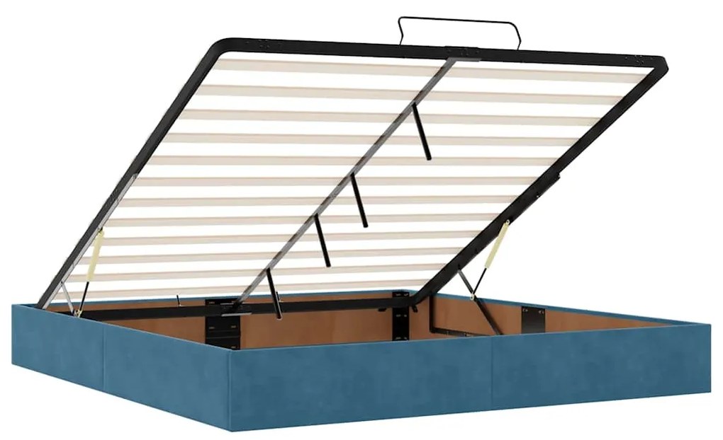 Estrutura de cama otomana com colchão 160x200 cm azul escuro