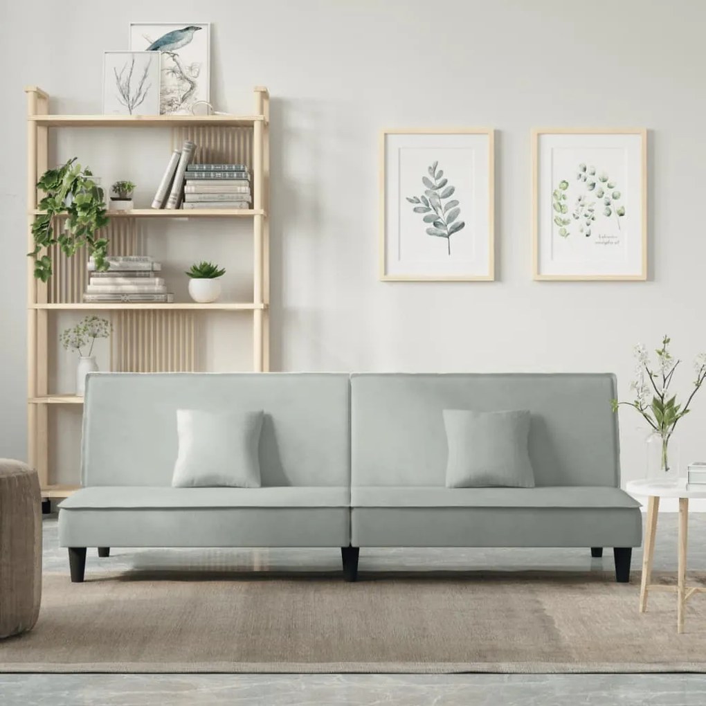 351907 vidaXL Sofá-cama veludo cinzento-claro
