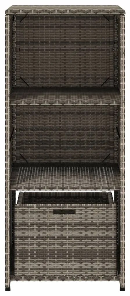 Armário de arrumação para jardim 50x55x115 cm vime PE cinzento