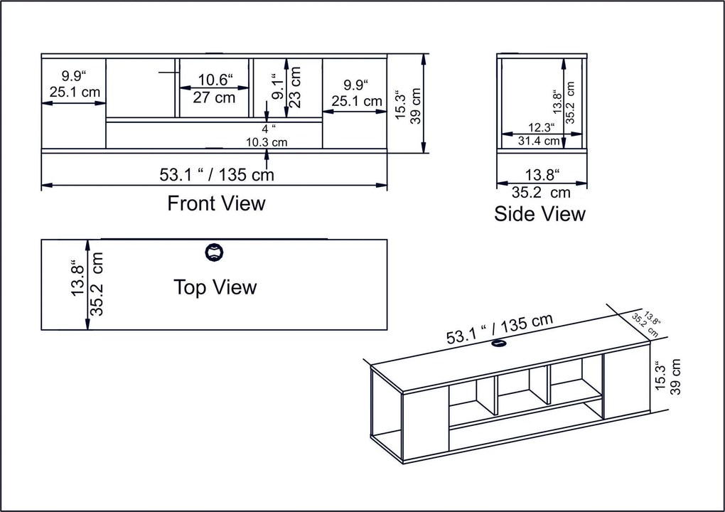 Móvel TV Paldi – Branco – 135x39x35,2 cm