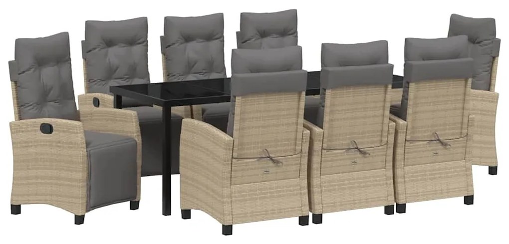 Conjunto de Jantar de Jardim com 9 Peças em Rattan Sintético Beje