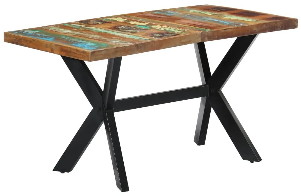 Mesa de jantar 140x70x75 cm madeira recuperada maciça