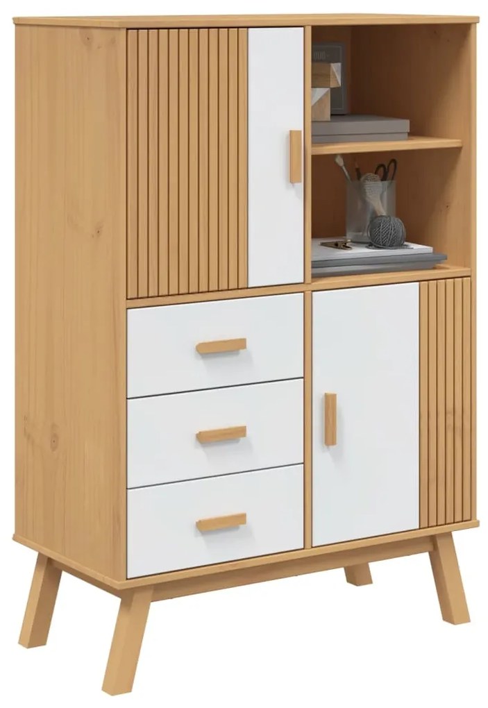 Armário alto OLDEN 85x43x125 cm pinho maciço branco/castanho