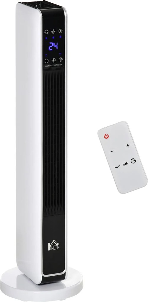 Aquecedor Cerâmico de Torre com Controlo Remoto - Branco - 21x21x73 cm