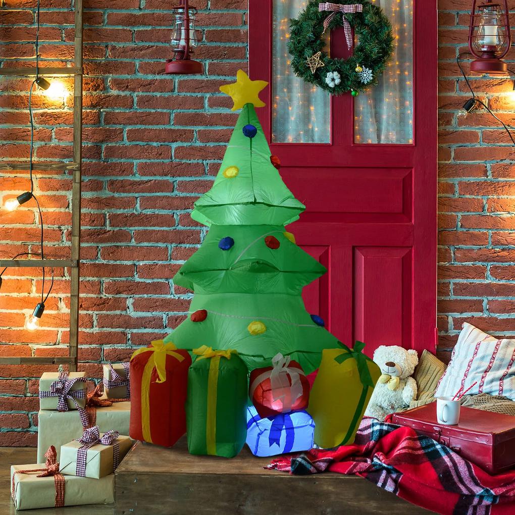 Árvore de Natal inflável 1.5m Á com enfeites Presentes Decoração de Natal com iluminação LED com inflador