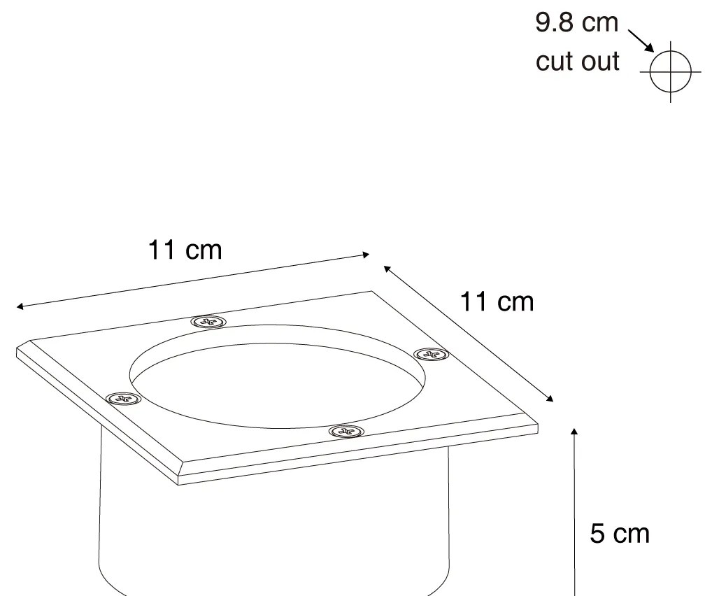 Conjunto de 6 Focos de Chão Quadrados Pretos Incl. LED IP65 Solar - Terry