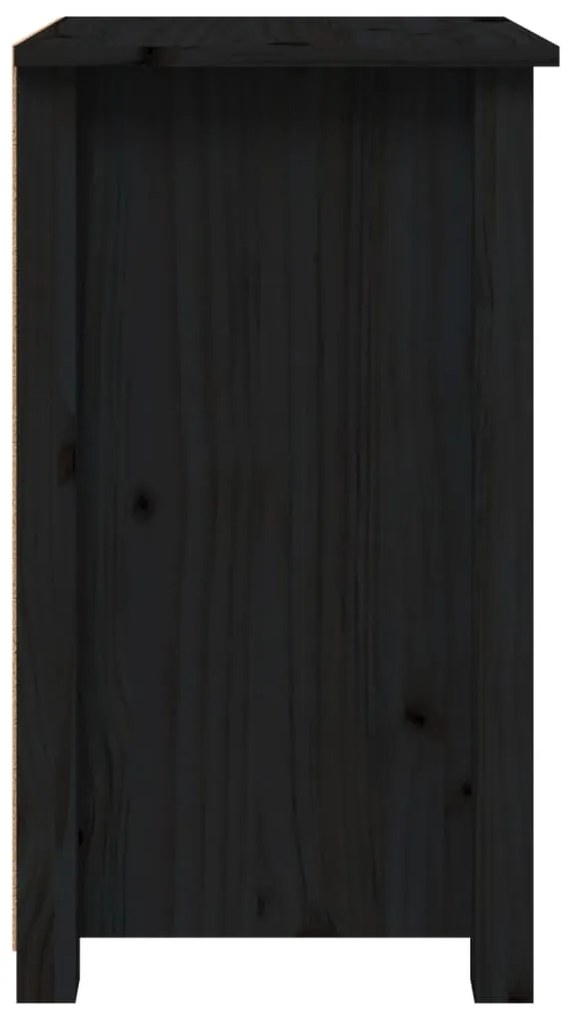 Mesa de cabeceira 40x35x61,5 cm madeira de pinho maciça preto