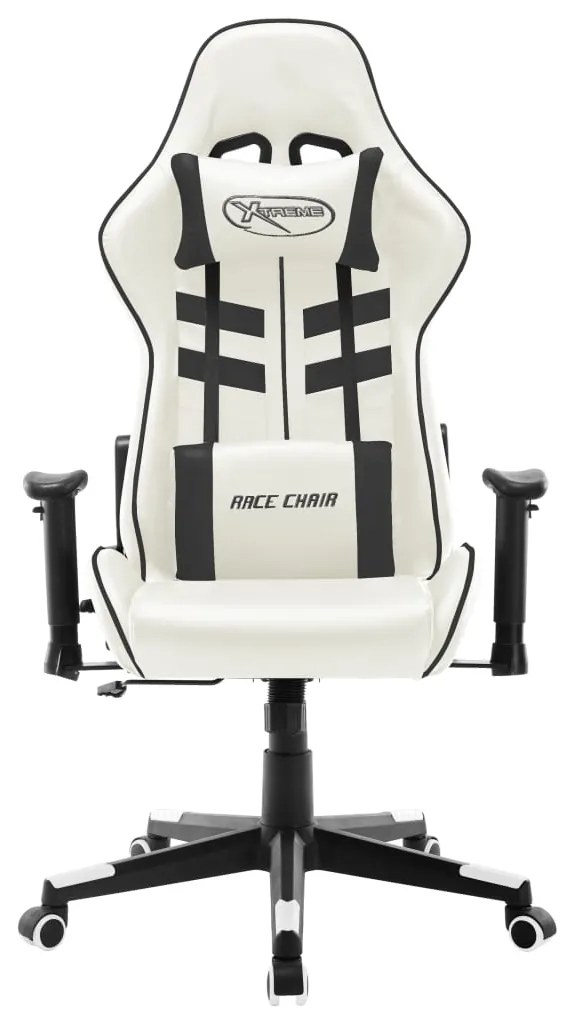 Cadeira de gaming couro artificial branco e preto