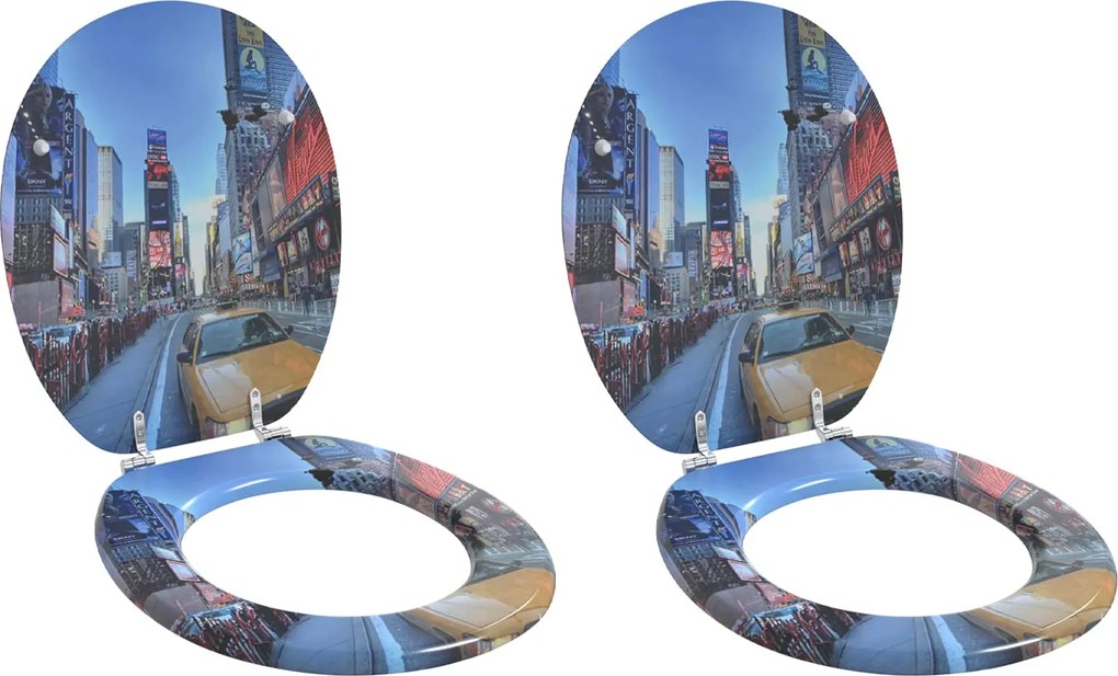 vidaXL Assento de Sanitário com Fechamento Suave 2 pcs Cinzento