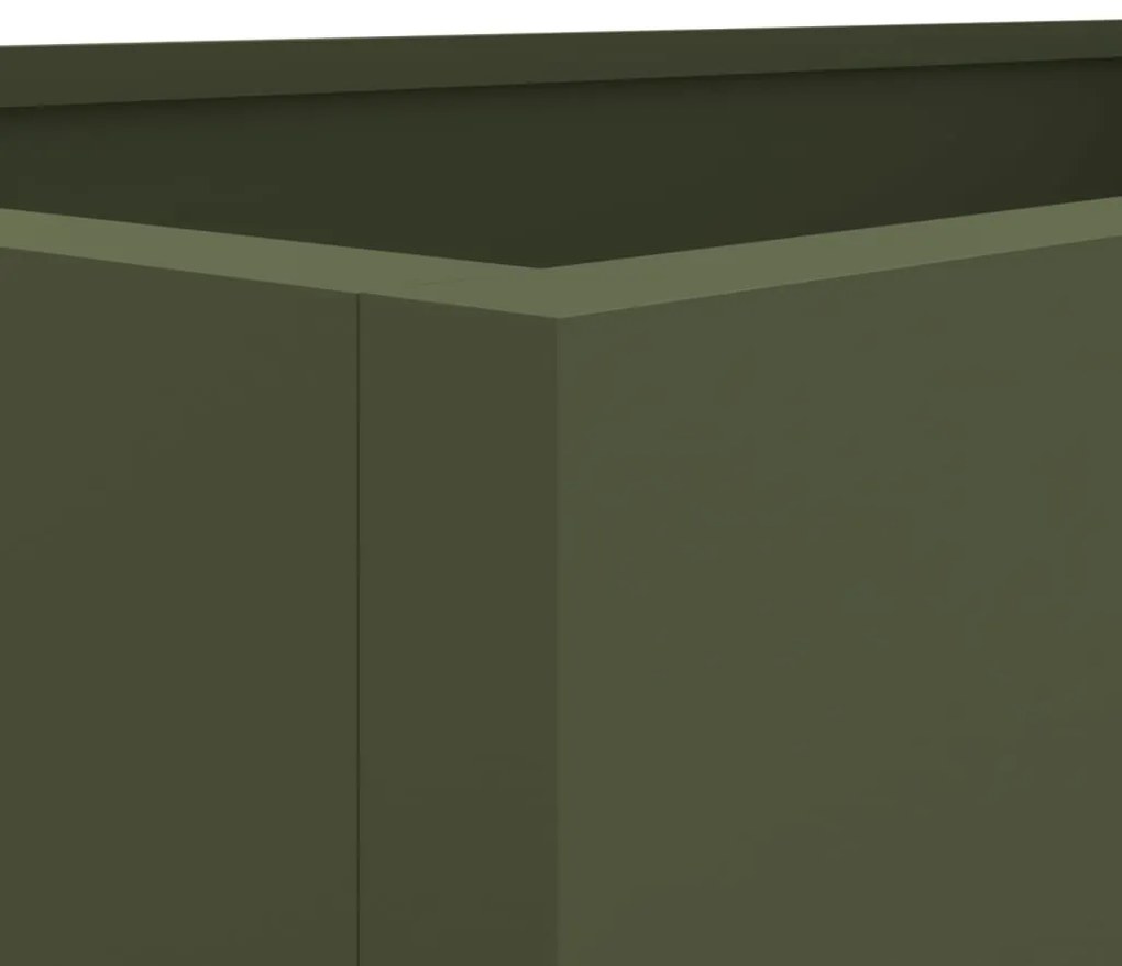 Vaso/floreira 62x40x39 cm aço verde azeitona