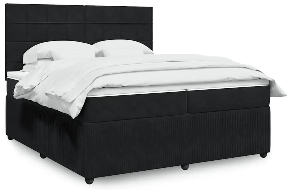 vidaXL Cama com molas/colchão 200x200 cm veludo preto