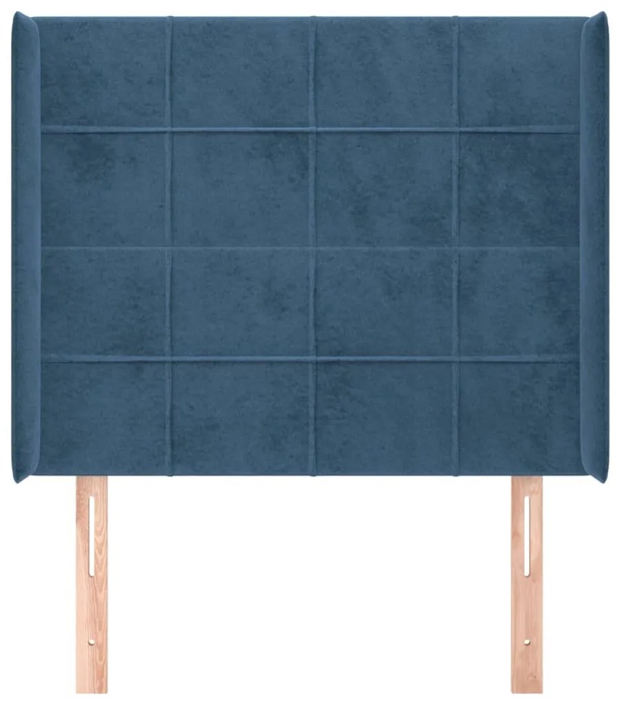 Cabeceira cama c/ abas veludo 103x16x118/128 cm azul-escuro