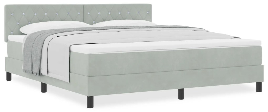 Camas Box Spring vidaXL com Colchão Cinzento Claro Veludo Super King