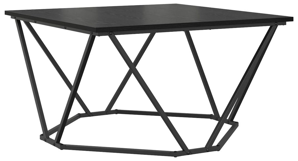 Mesa de Centro Preto Carvalho 80x80x45 cm Madeira Revestida