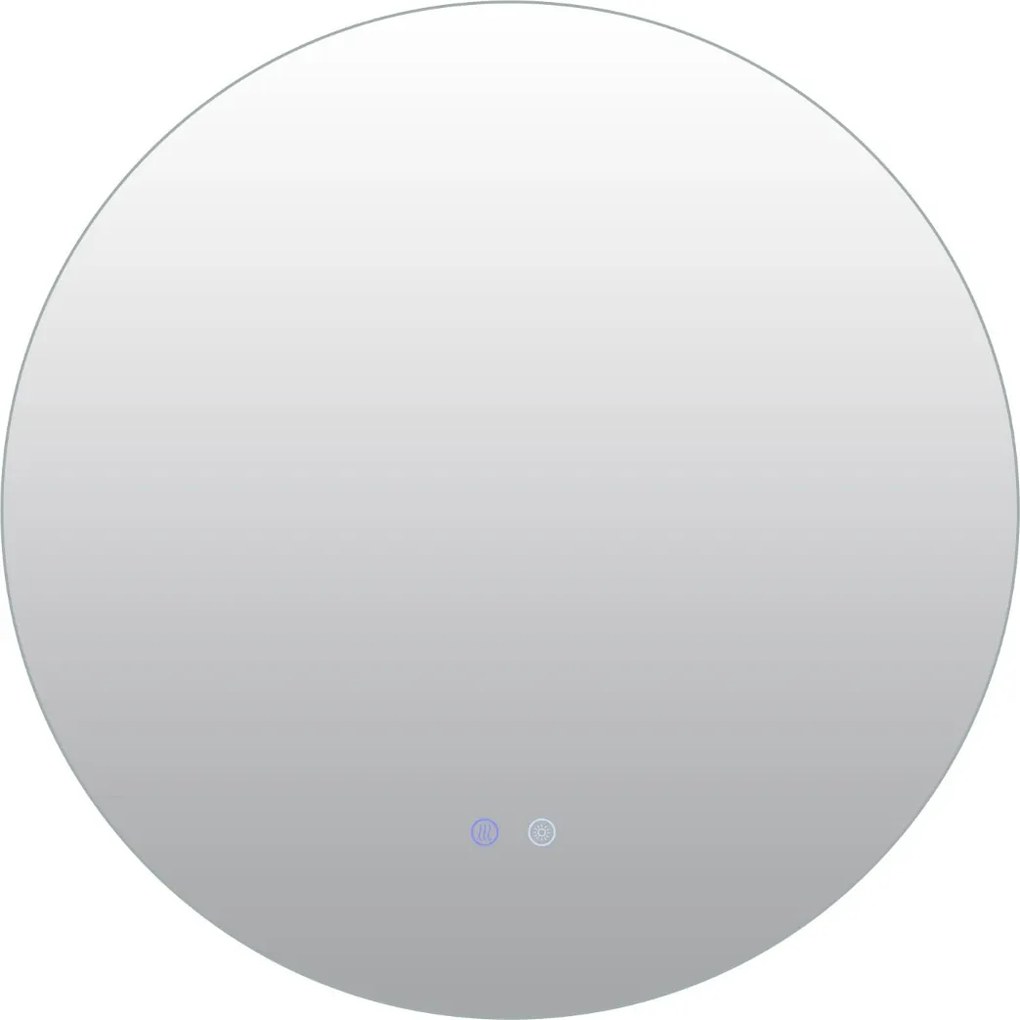 Espelho redondo LED de 70 cm com luz; espelho de casa de banho para montagem na parede com intensidade de luz ajustável e controlo tátil