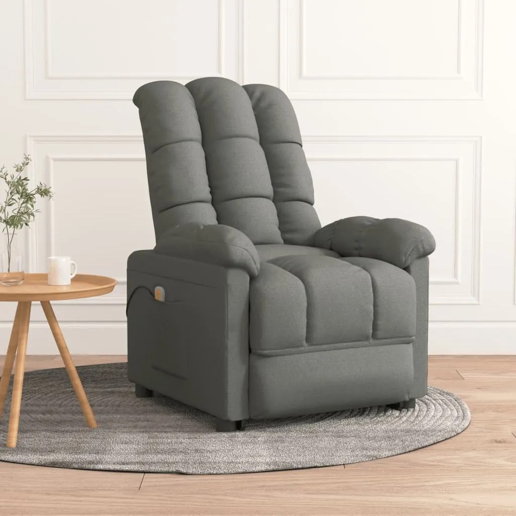 Poltrona de massagens tecido cinzento-escuro