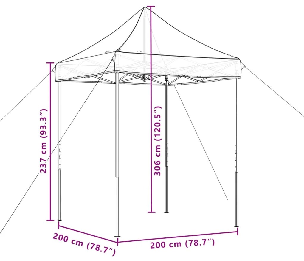 Tenda para festas pop-up dobrável 200x200x306 terracotta