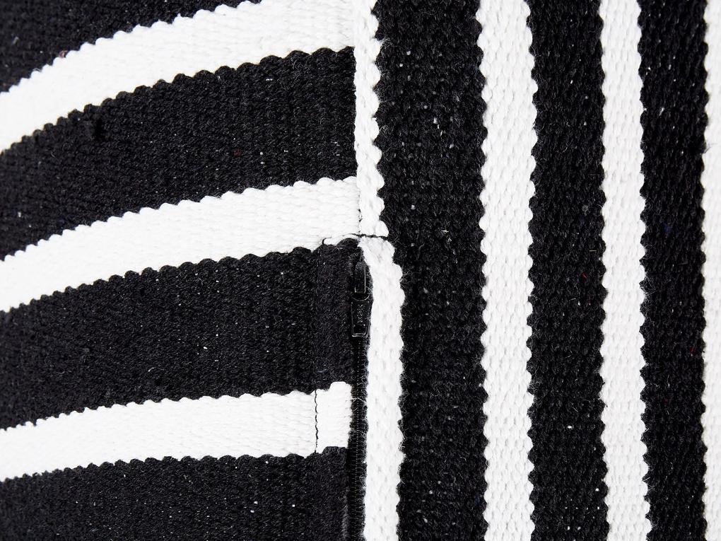 Pufe de algodão branco e preto 50 x 50 x 20 cm SETTAT Beliani
