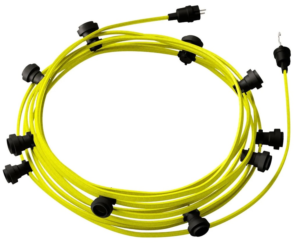 Ready-to-use 12,5m Lumet String Light with Kit with 10 black Lamp Holders Hook and Plug