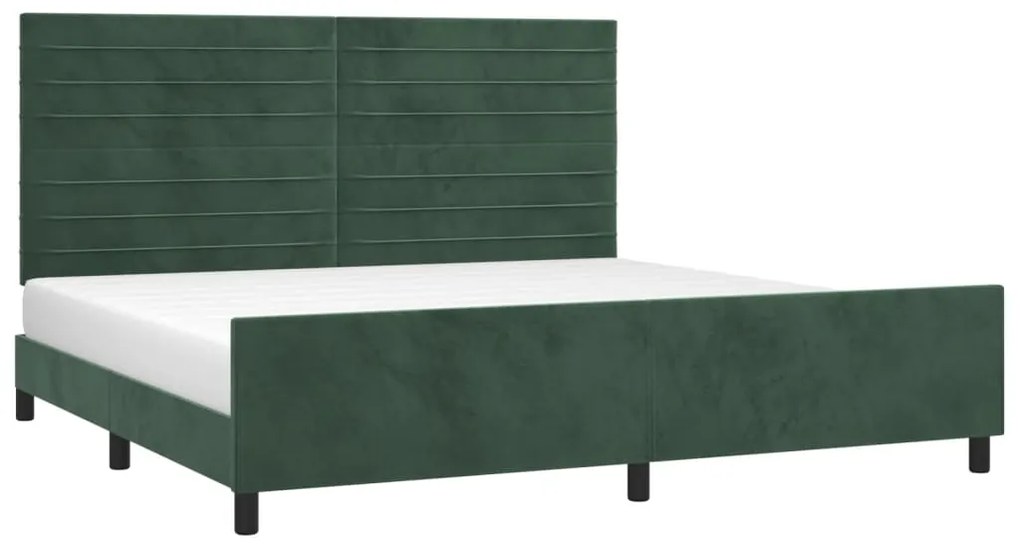 Estrutura de cama sem colchão 200x200 cm veludo verde-escuro