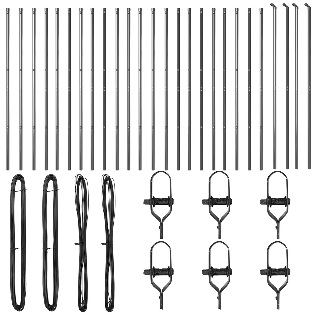 Postes de Cerca vidaXL 26 pcs Cinza Ø32 mm 150 cm Aço Galvanizado