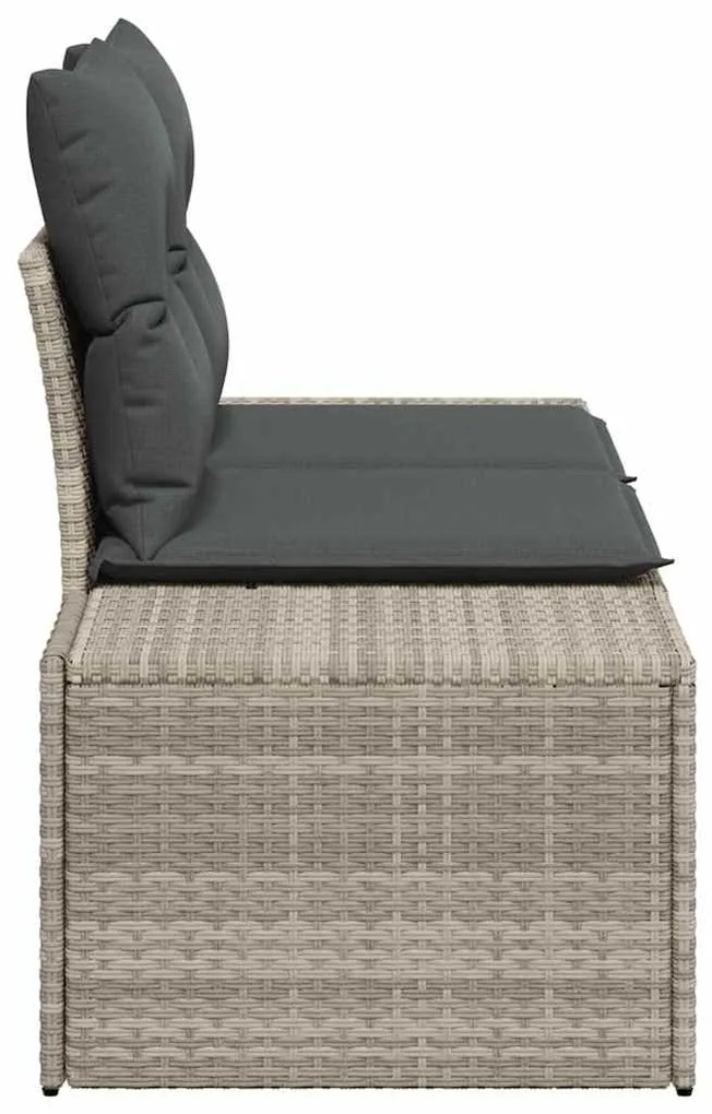 Sofá de Jardim de 2 Lugares com Armazenamento &amp; Almofadas Cinza Rattan
