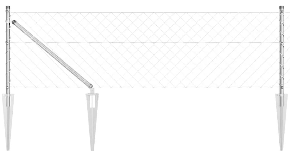 vidaXL Conjunto de Postes de Cerca Prateado 25 x 0,4 m