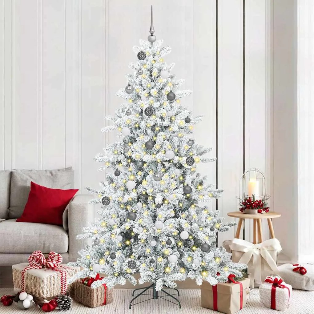 vidaXL Árvore de Natal Articulada Artificial Branco 210 cm PVC e Aço