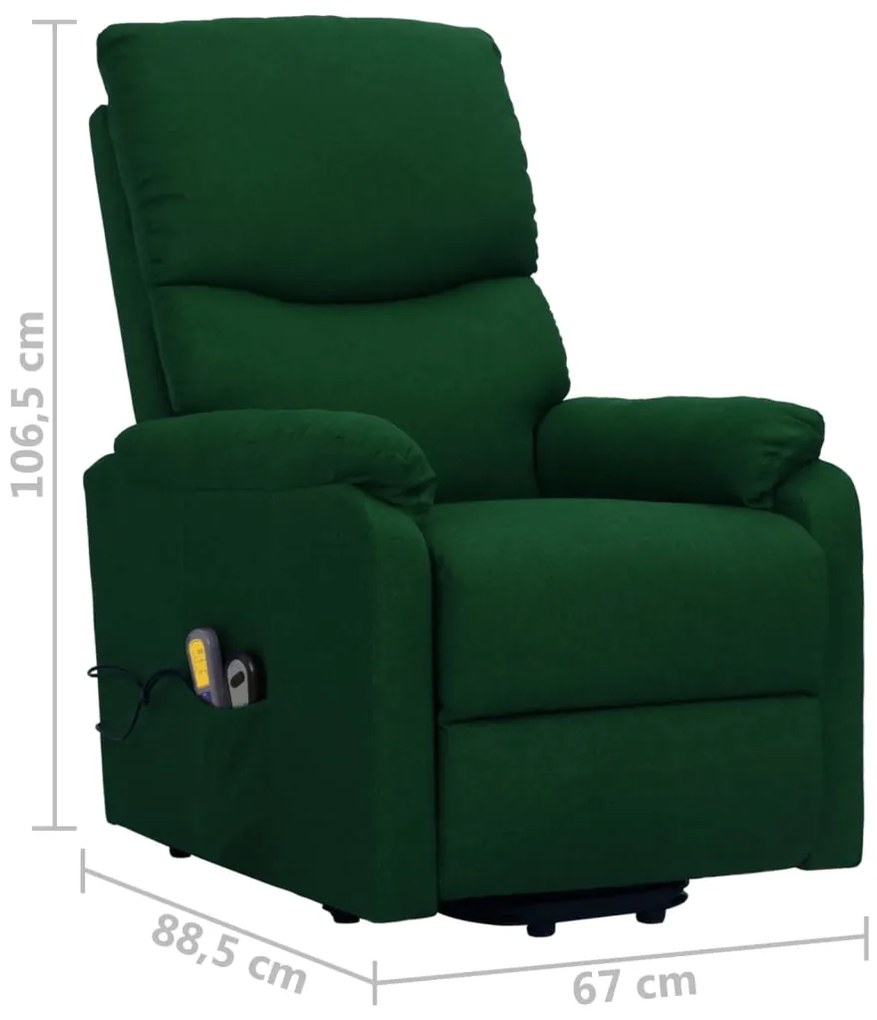 Poltrona elevatória de massagens tecido verde-escuro