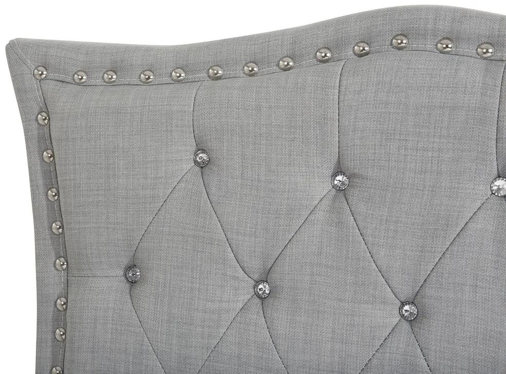 Cama de casal com arrumação em tecido cinzento claro 160 x 200 cm METZ Beliani