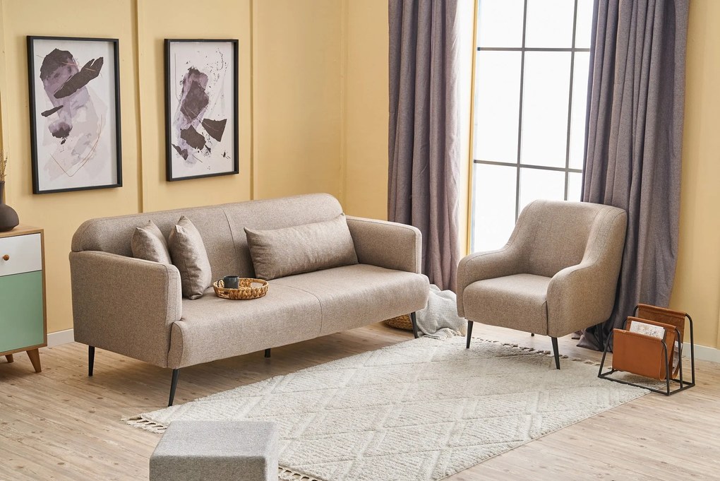 Sofá de 3 Lugares Revos – Castanho – 200 x 80 x 100 cm