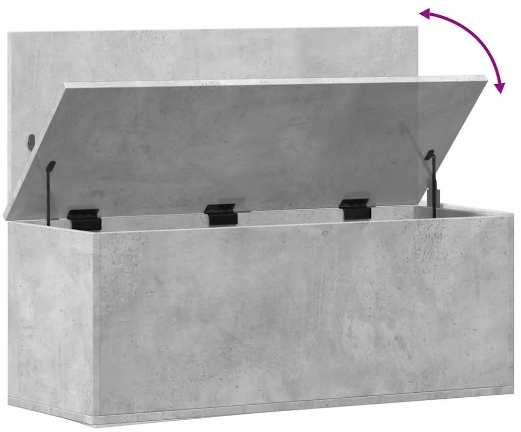 Caixa de arrumação 90x35x35 cm derivados madeira cinza cimento
