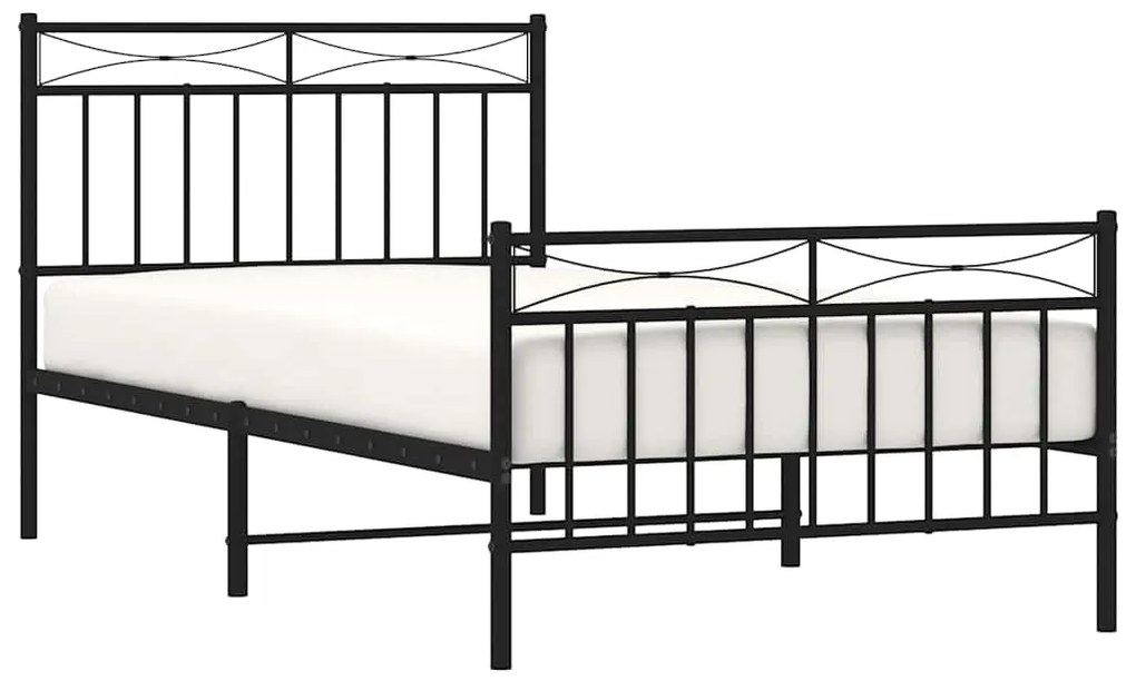 Estrutura de cama com cabeceira e pés 100x190 cm metal preto