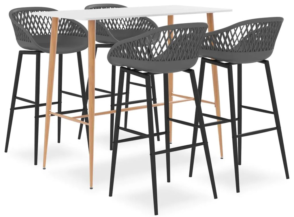 vidaXL 5 pcs conjunto de bar branco e cinzento
