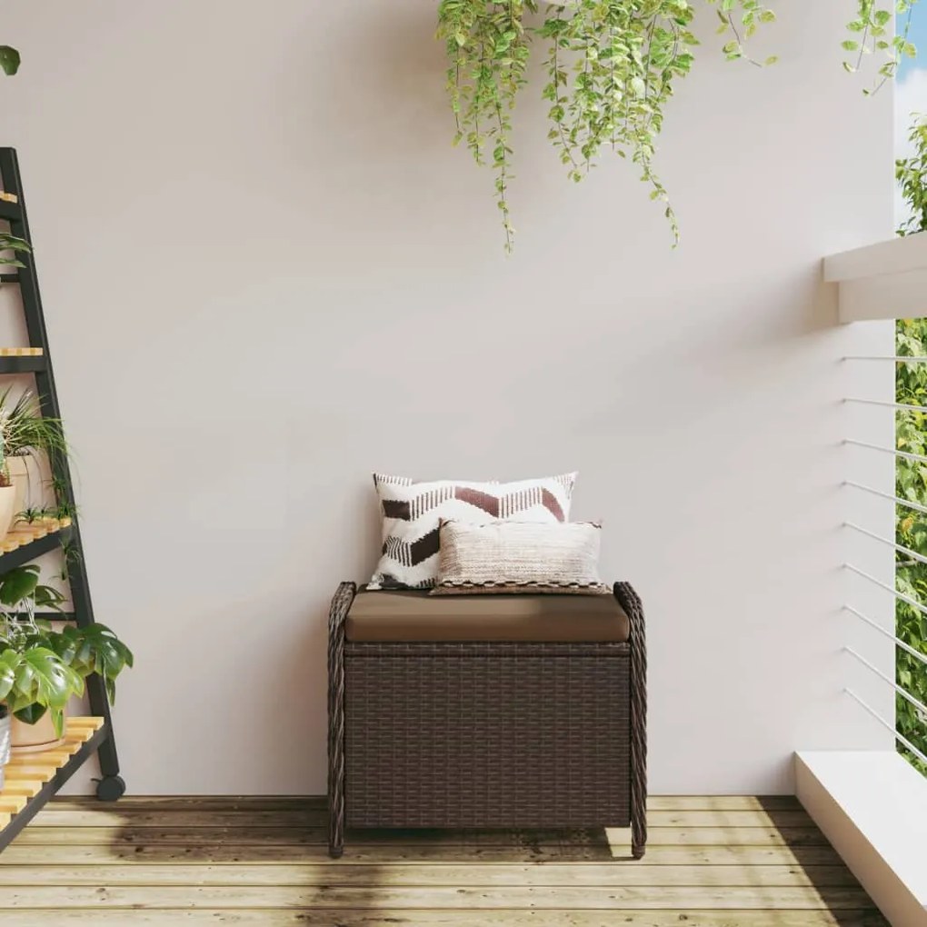 Banco de jardim com almofadão 58x46x46 cm vime PE castanho