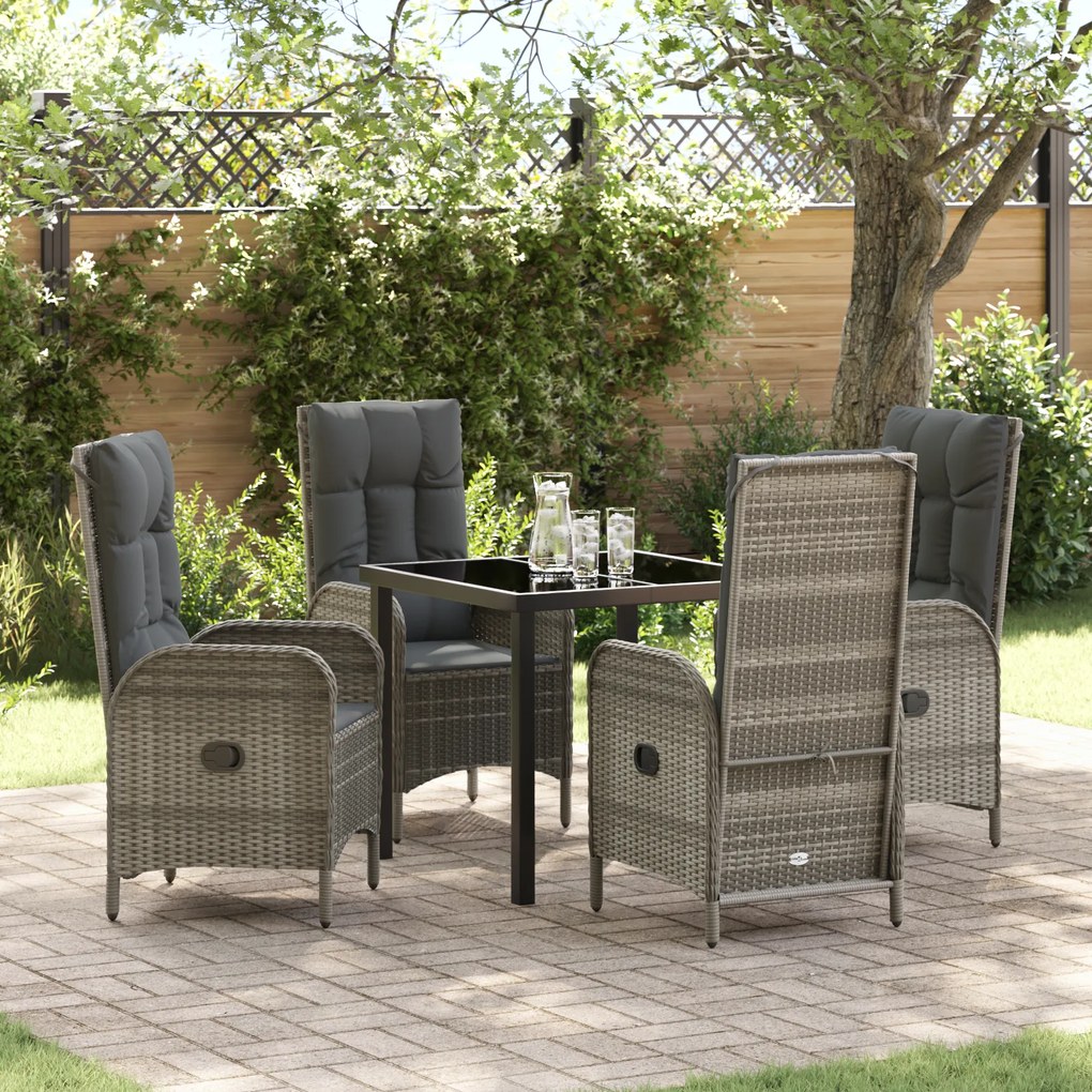 vidaXL Conjunto de Jantar de Jardim 5 Peças Cinza Vime