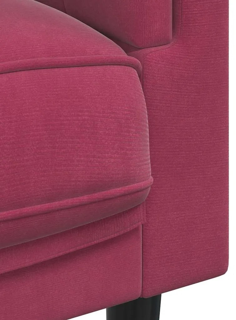 Sofá com almofadões 2 lugares veludo vermelho tinto