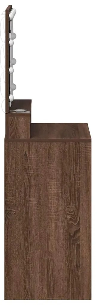 Mesa de Maquilhagem com Luzes LED - Carvalho Castanho - 50x41x135 cm