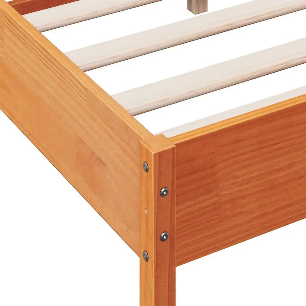 Cama sem colchão 160x200 cm madeira pinho maciço castanho-mel