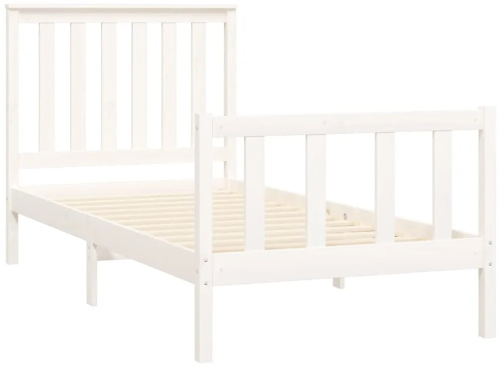 Estrutura de cama com cabeceira 100x200cm pinho maciço branco