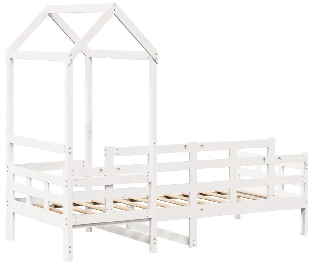 Sofá-cama com telhado 90x200 cm madeira de pinho maciça branco