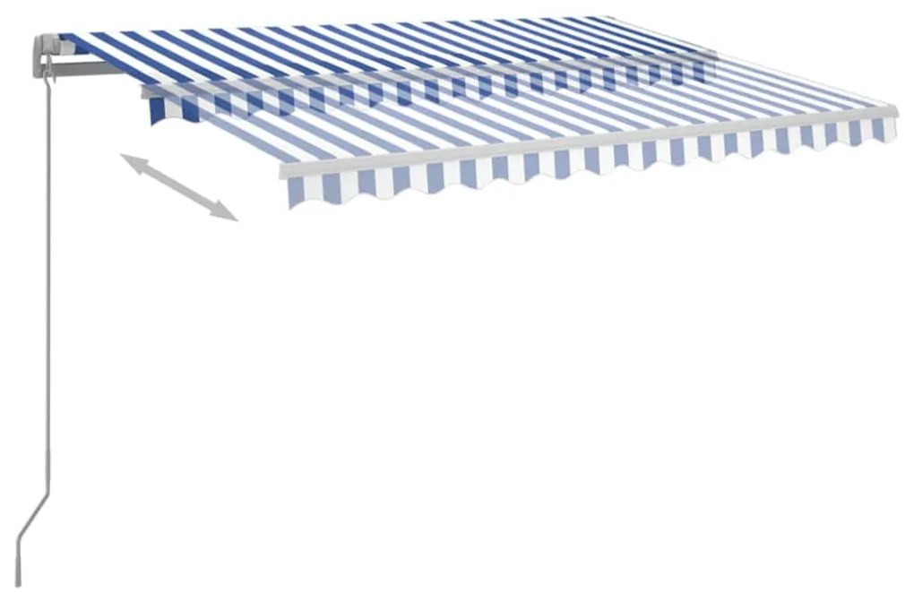 Toldo automático LED e sensor de vento 3x2,5 m azul e branco