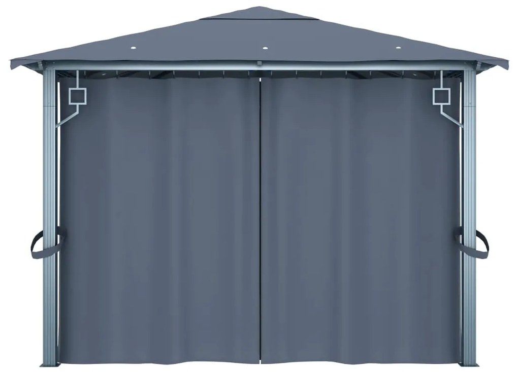 Gazebo com cortina 400 x 300 cm alumínio antracite
