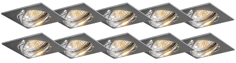 Foco embutido moderno cromado ajustável conjunto de 10 - Edu