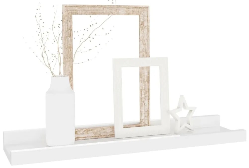 Prateleiras de parede 2 pcs 40x9x3 cm branco brilhante