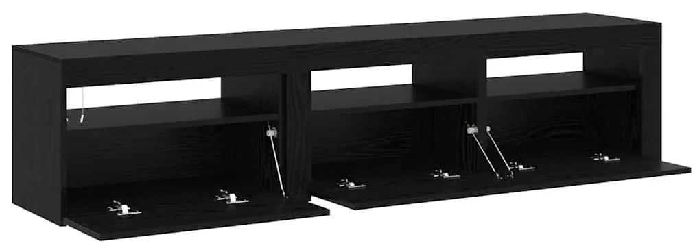 Armários para TV vidaXL 2 pcs com Luzes LED Carvalho Preto Madeira de