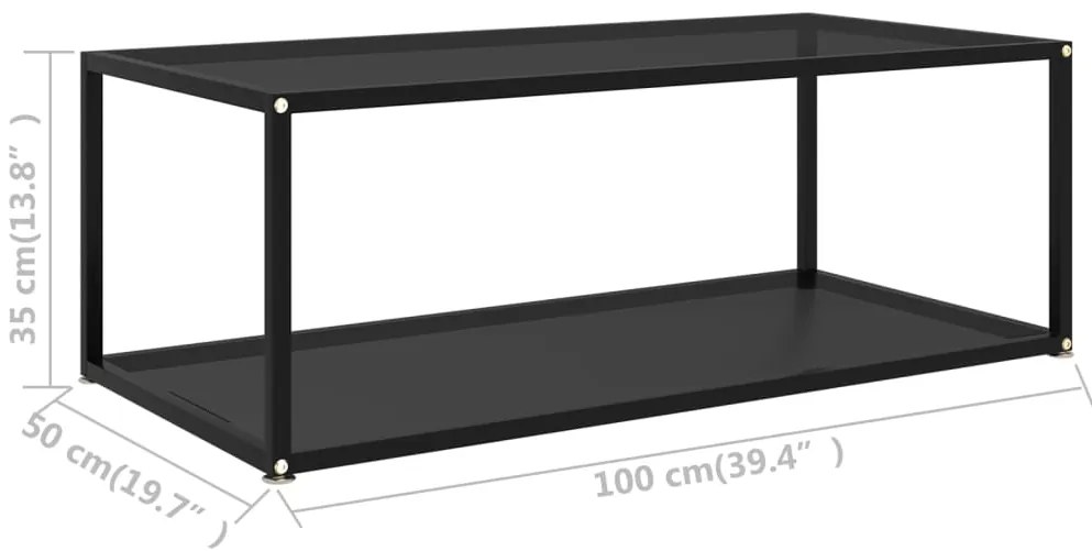 Mesa de centro 100x50x35 cm vidro temperado preto